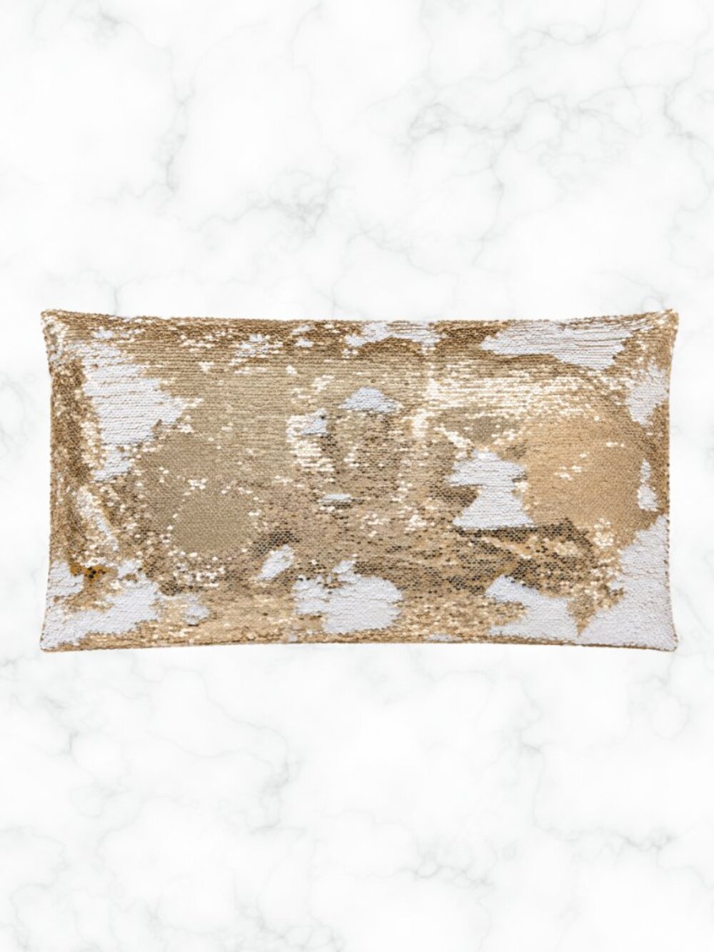 PIER 1 IMPORTS Gold Champagne Reversible Sequin Lumbar Accent Pillow 12x20